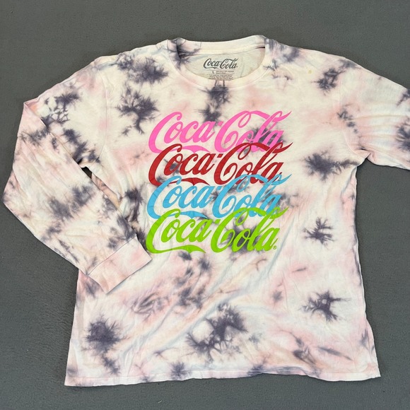 Tops - Coca Cola Shirt Womens Large Tie Dye Tee Cotton Long Sleeve Coke Logo Xmas